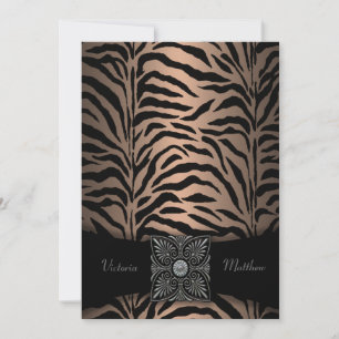 Brown and Black Zebra Wedding Invitations