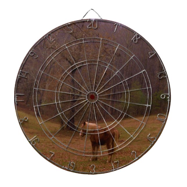 Brown and Blonde Horse in a field Dartboard (Front)