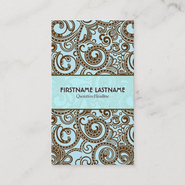 Brown And Blue Abstract Random Swirls Business Card (Front)