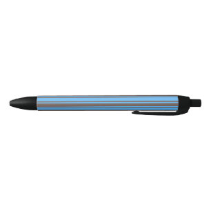 Brown and blue candy stripes black ink pen