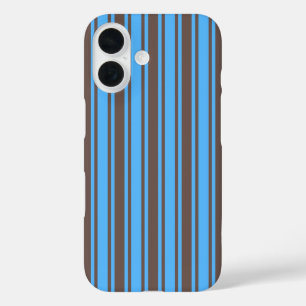 Brown and blue candy stripes iPhone 16 case