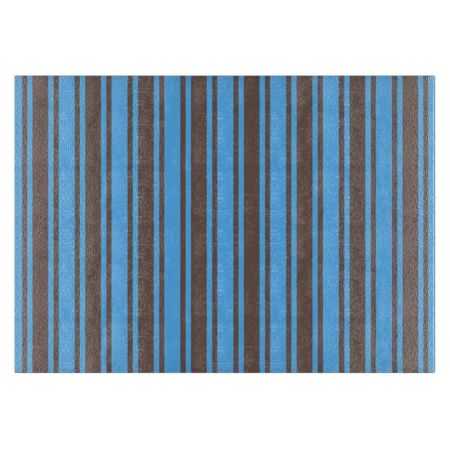 Brown and blue candy stripes cutting board (Front)