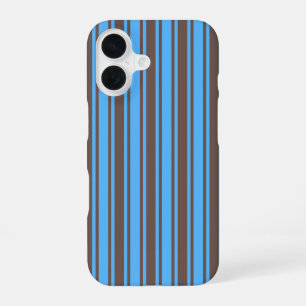 Brown and blue candy stripes iPhone 16 case