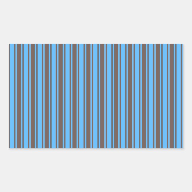 Brown and blue candy stripes rectangular sticker (Front)