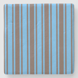 Brown and blue candy stripes stone coaster