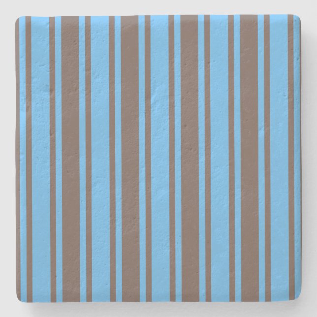 Brown and blue candy stripes stone coaster (Front)