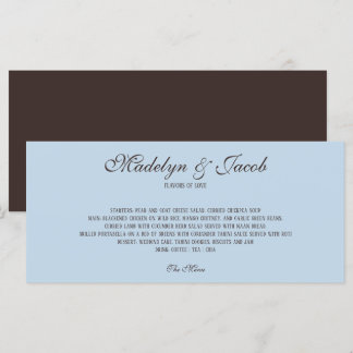 Brown and Blue Classic Wedding Menu