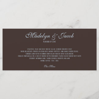 Brown and Blue Classic Wedding Menu