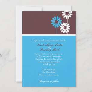 Brown and Blue Daisy Wedding Invitation