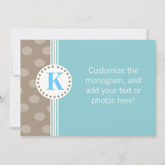 Brown and Blue Dots and Stripes Custom Stationery Note Card