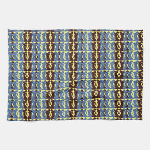Brown and Blue Figures Kitchen Towel