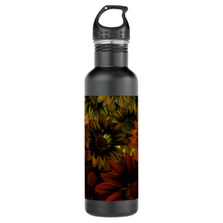 Brown and blue floral pattern 710 ml water bottle