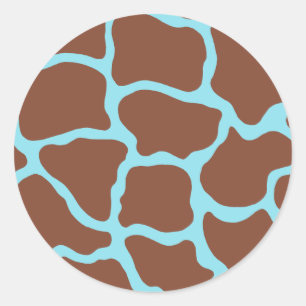 Brown and Blue Giraffe Print Stickers
