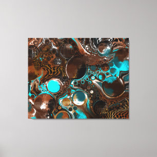 Brown and Blue Marble Bubbles Fluid Art Canvas Print