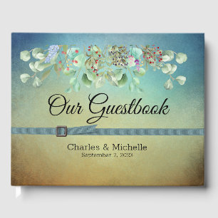 Brown and Blue Ombre Wedding Guestbook