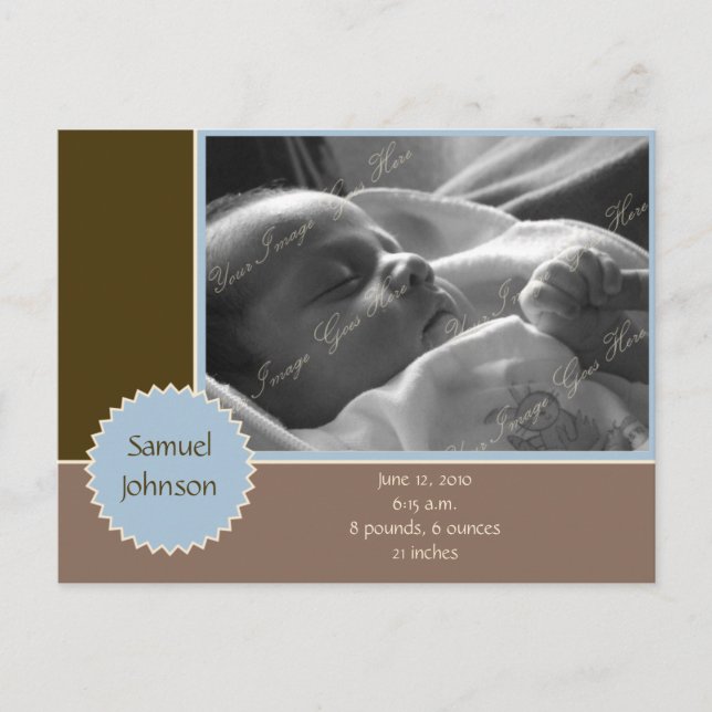 Brown and Blue Photo Announcement (Customisable) (Front)