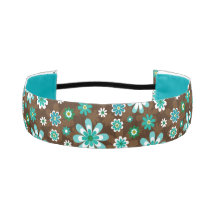 Brown and Blue Retro Mod Flowers