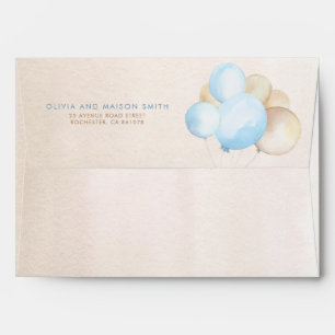Brown and Blue Soft Pastel Balloons Envelope