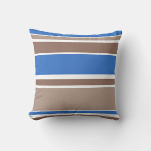 Brown and blue stripes cushion