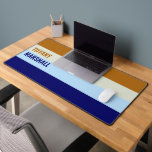 Brown and Blue  Stripes Pattern  Desk Mat<br><div class="desc">Upgrade your workspace with the Brown and Blue Stripes Pattern Desk Mat. Featuring a classic striped design in rich brown and deep blue, this desk mat provides a smooth surface for your keyboard and mouse while adding a sophisticated and modern touch to your desk. Perfect for home offices, study areas,...</div>