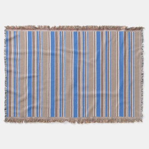 Brown and blue stripes throw blanket