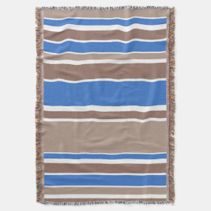 Brown and blue stripes throw blanket
