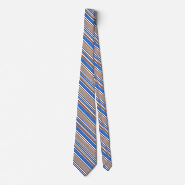Brown and blue stripes tie (Front)