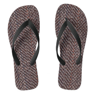 Brown and Blue Tweed Image Adult Flip Flops