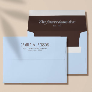 Brown and Blue Wedding Envelope