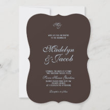 Brown and Blue Wedding invitations