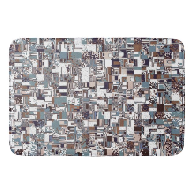 Brown And Blues Pattern Bath Mat (Front)