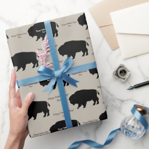 Brown and Caramel Rustic Moose Elk Custom Message  Wrapping Paper