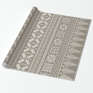 brown and cream fair isle knit sweater wrapping paper