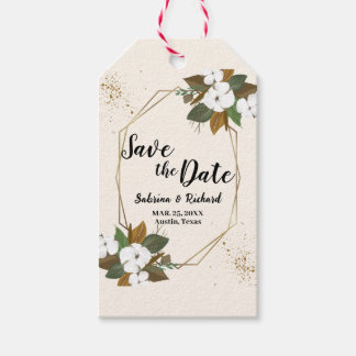 Brown And Cream Floral Wedding Save The Date Gift Tags