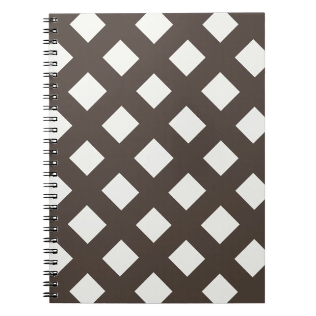 Brown and Cream Gingham Pattern Spiral Notebook (Front)