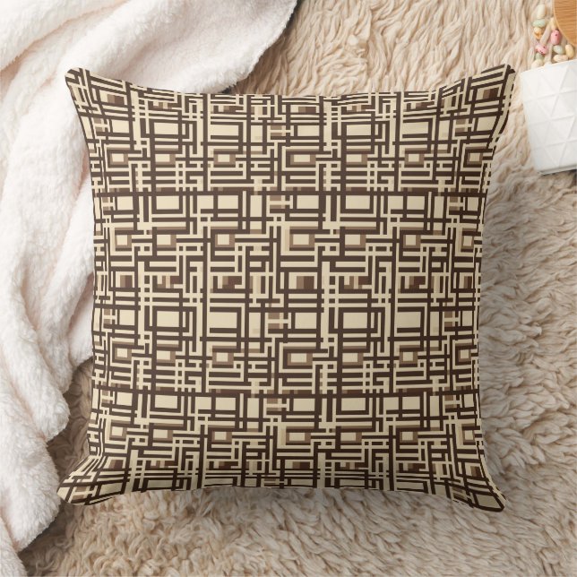 Brown and cream gridlock pattern  cushion (Blanket)