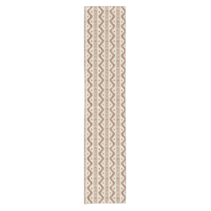 Brown and Cream Ikat, Banded Stripe Short Table Runner