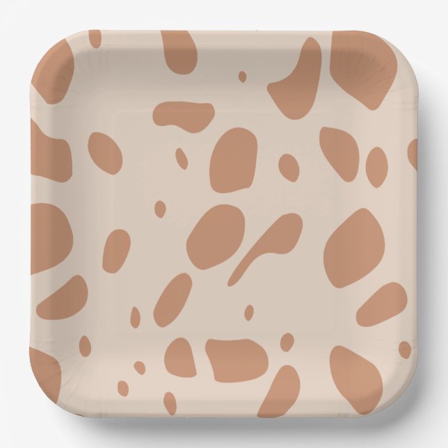 Brown and cream spotted  paper plate (Front)