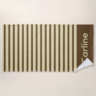 Brown and Cream Stripes Beach Towel