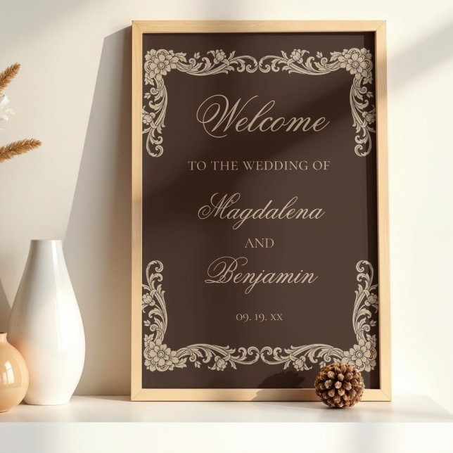 Brown and Cream Vintage Baroque Wedding Welcome Poster (Creator Uploaded)