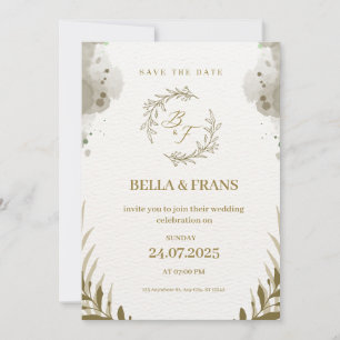 Brown and Cream Watercolor Save the Date Wedding I Invitation
