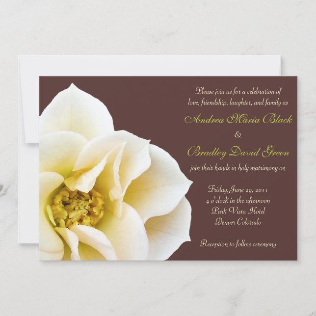 Brown and Cream Wildrose Wedding Invitation (Front)