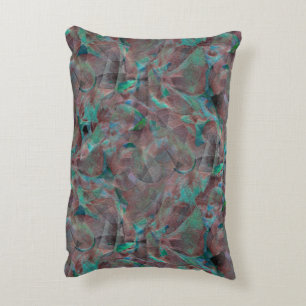 Brown and cyanish spots on unfinished wall plaster decorative cushion