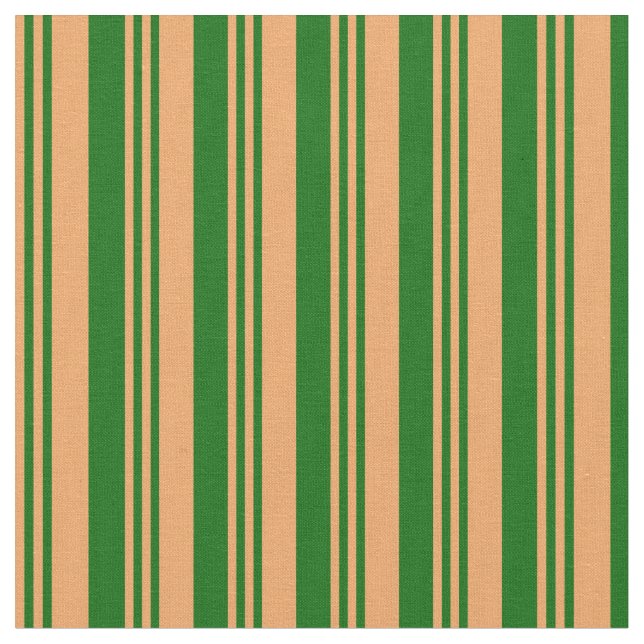 Brown and Dark Green Lines/Stripes Pattern Fabric (Close Up)