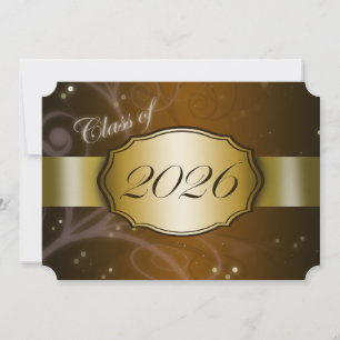 Brown and Gold 2026 Graduation Invitation