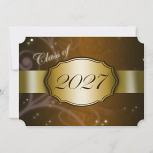 Brown and Gold 2027 Graduation Invitation