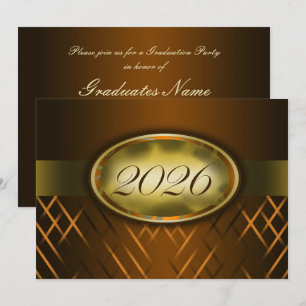 Brown and Gold Class of 2026 Party Invitation