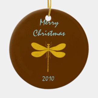 Brown and Gold Dragonfly Ceramic Tree Decoration