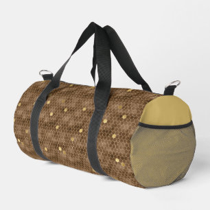 Brown and Gold Honeycomb Duffle Bag