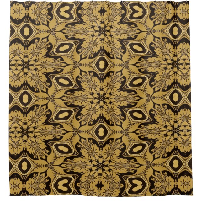 Brown and Gold Kaleidoscope 2593 Shower curtain (Front)